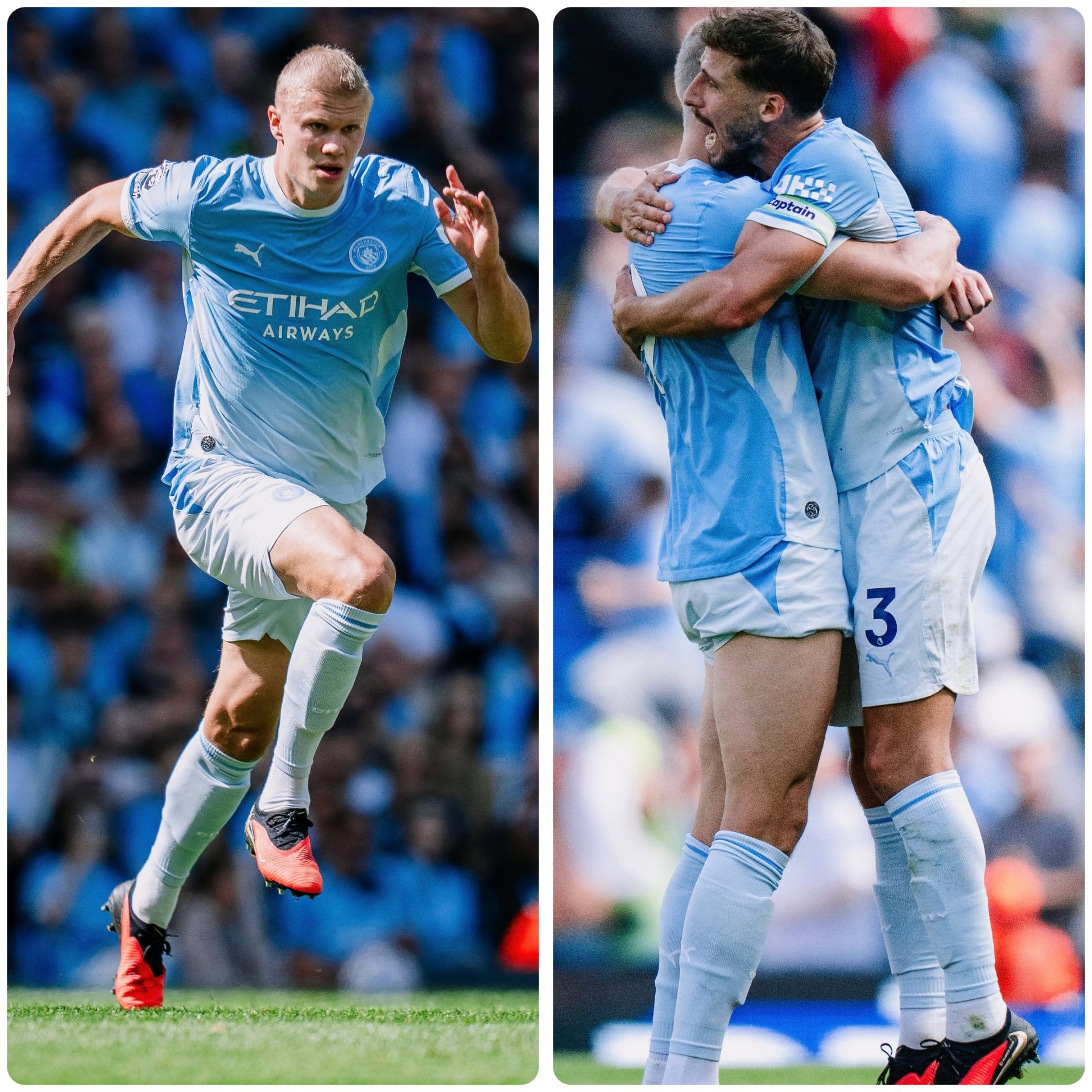 C&aacute;c cầu thủ Man City ăn mừng chiến thắng. 