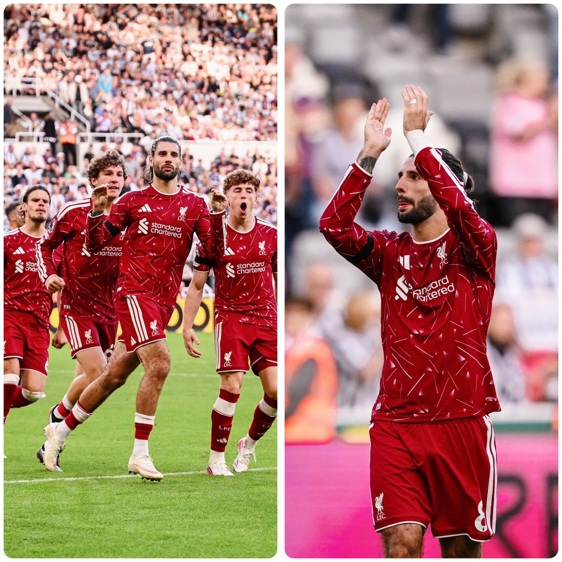 Szoboszlai ăn mừng sau khi ghi b&agrave;n gỡ ho&agrave; 2-2 cho Liverpool.