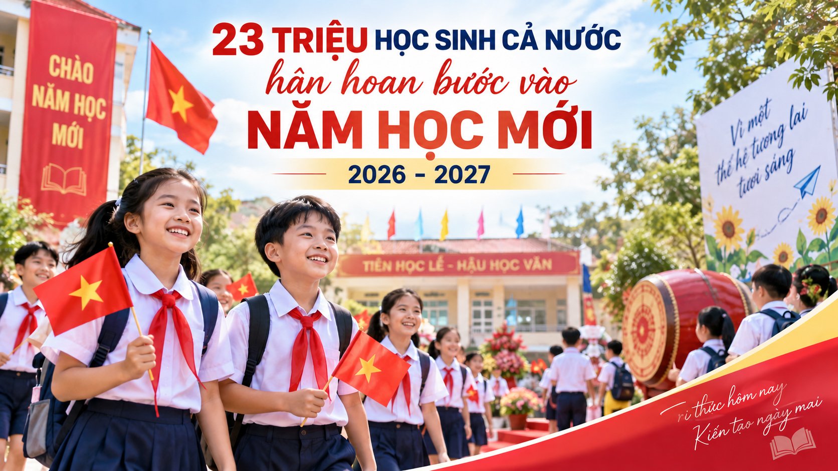 Học sinh cả nước hân hoan bước vào năm học mới 2026-2027