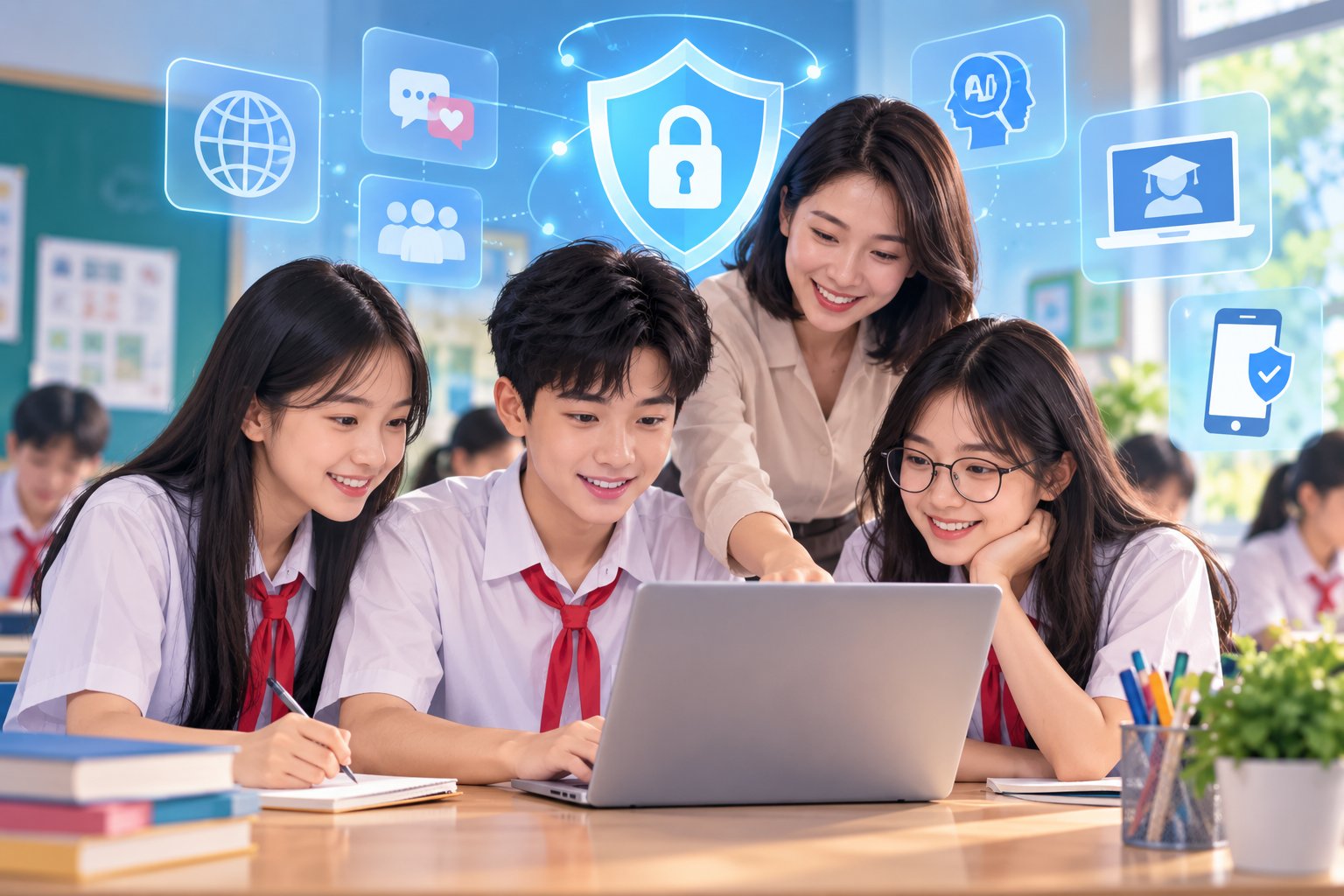 Cơ sở gi&aacute;o dục phổ th&ocirc;ng lựa chọn, sắp xếp nội dung gi&aacute;o dục an to&agrave;n mạng to&agrave;n diện ph&ugrave; hợp với cấp học.