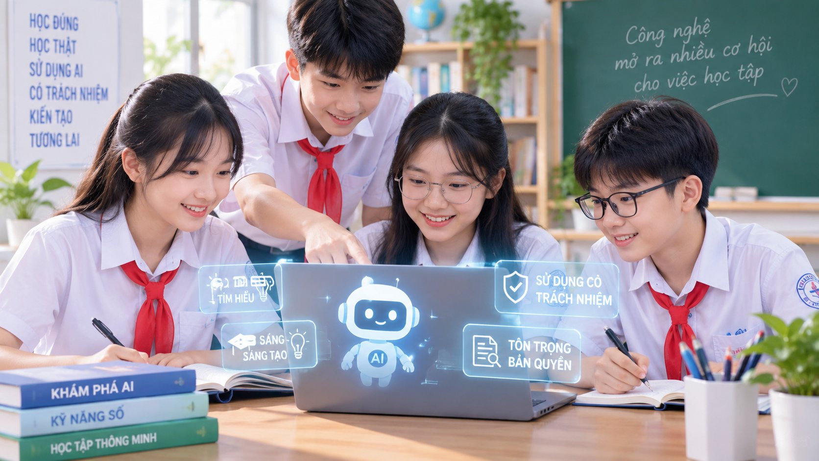 Học sinh cần được hướng dẫn sử dụng tr&iacute; tuệ nh&acirc;n tạo đ&uacute;ng mục đ&iacute;ch, c&oacute; tr&aacute;ch nhiệm v&agrave; trung thực trong học tập.
