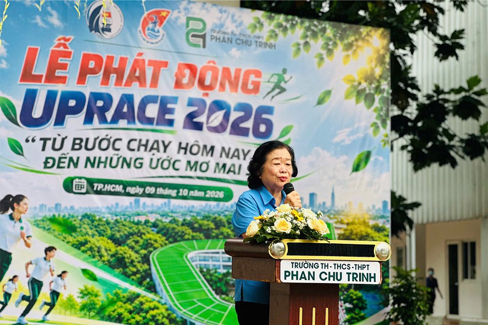 Nguy&ecirc;n Ph&oacute; Chủ tịch nước Trương Mỹ Hoa gửi gắm những lời nhắn nhủ &yacute; nghĩa đến thầy v&agrave; tr&ograve; trường Phan Chu Trinh tại lễ ph&aacute;t động UpRace 2026.