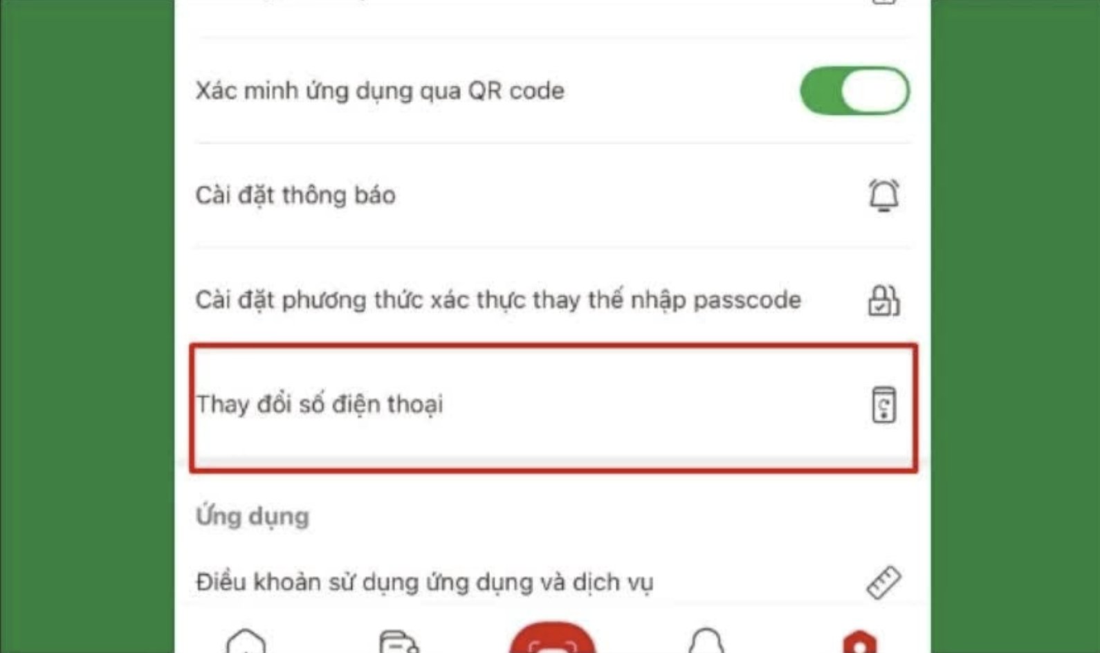 Mở t&iacute;nh năng thay đổi số điện thoại.