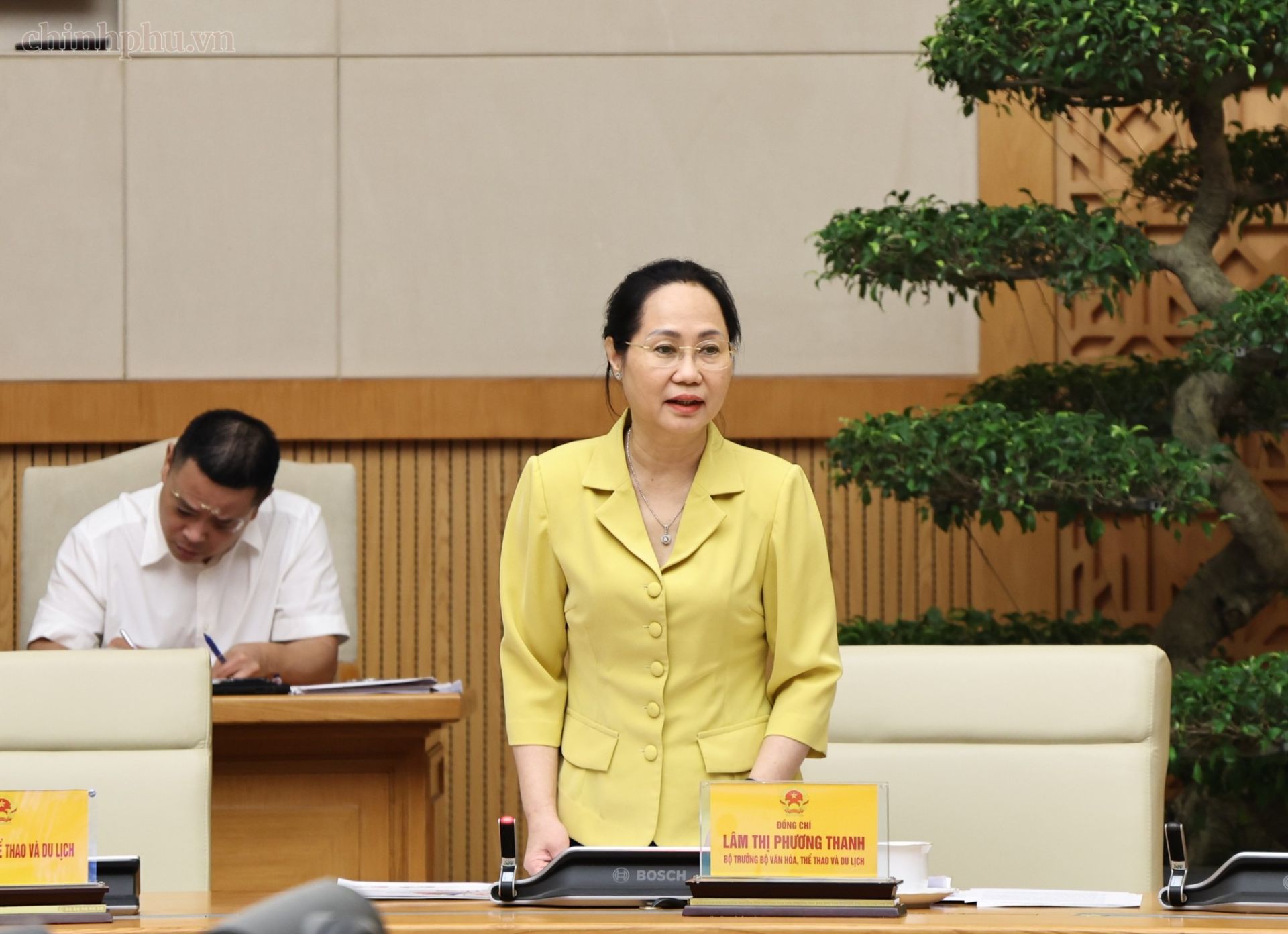 Bộ trưởng Bộ VHTT&DL L&acirc;m Thị Phương Thanh ph&aacute;t biểu tại Hội nghị. (Ảnh: chinhphu.vn/Thu Giang)