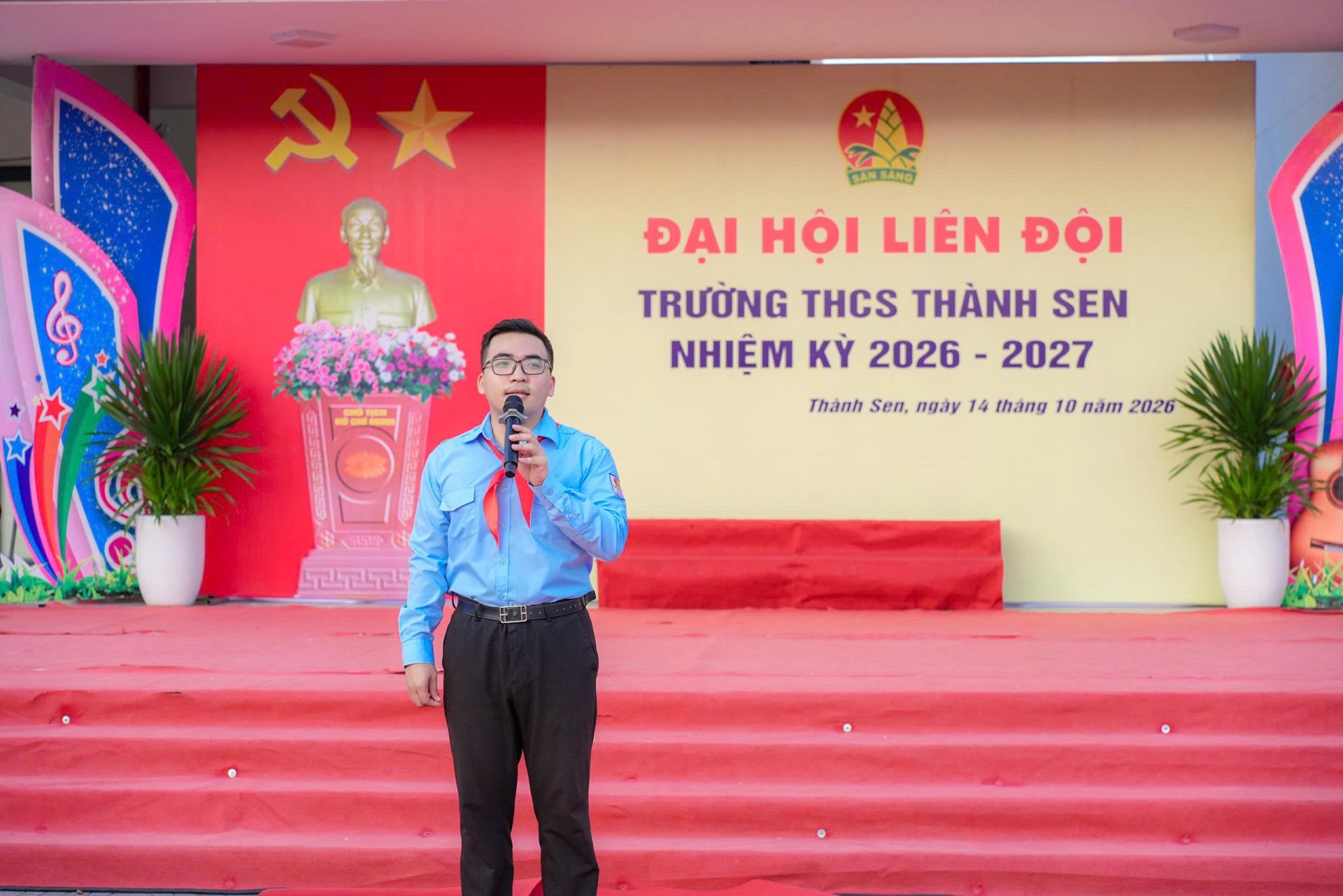 Anh Nguyễn Đăng Anh - UVBTV Tỉnh đo&agrave;n, Ph&oacute; Chủ tịch Thường trực Hội Đồng đội tỉnh ph&aacute;t biểu chỉ đạo v&agrave; giao nhiệm vui cho Li&ecirc;n đội THCS Th&agrave;nh Sen năm học năm học 2026-2027