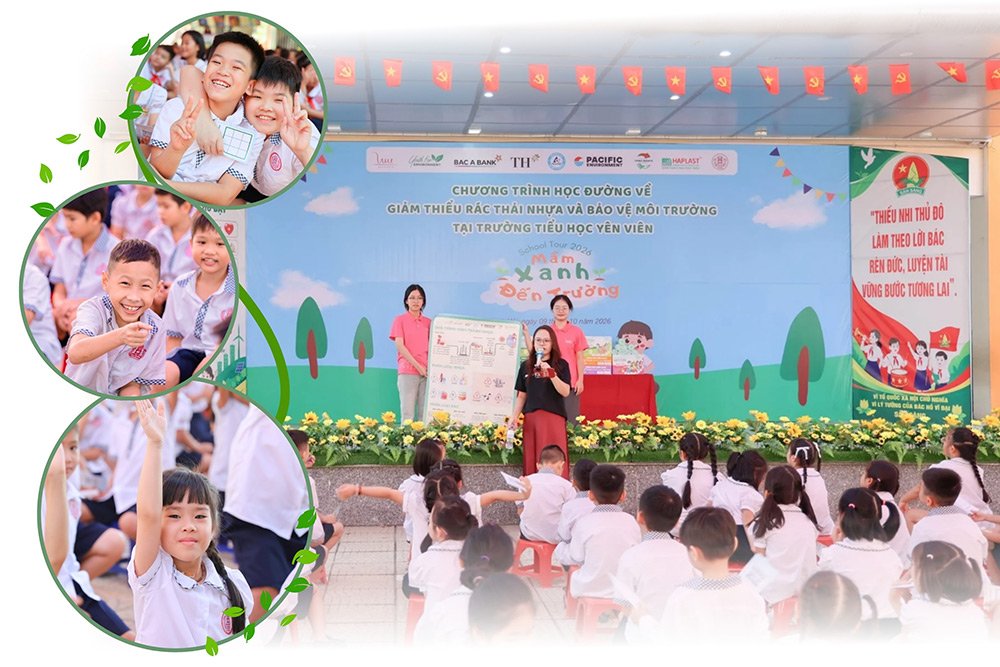 Học sinh trường Tiểu học Y&ecirc;n Vi&ecirc;n (H&agrave; Nội) h&agrave;o hứng giao lưu với chuy&ecirc;n gia về bảo vệ m&ocirc;i trường.