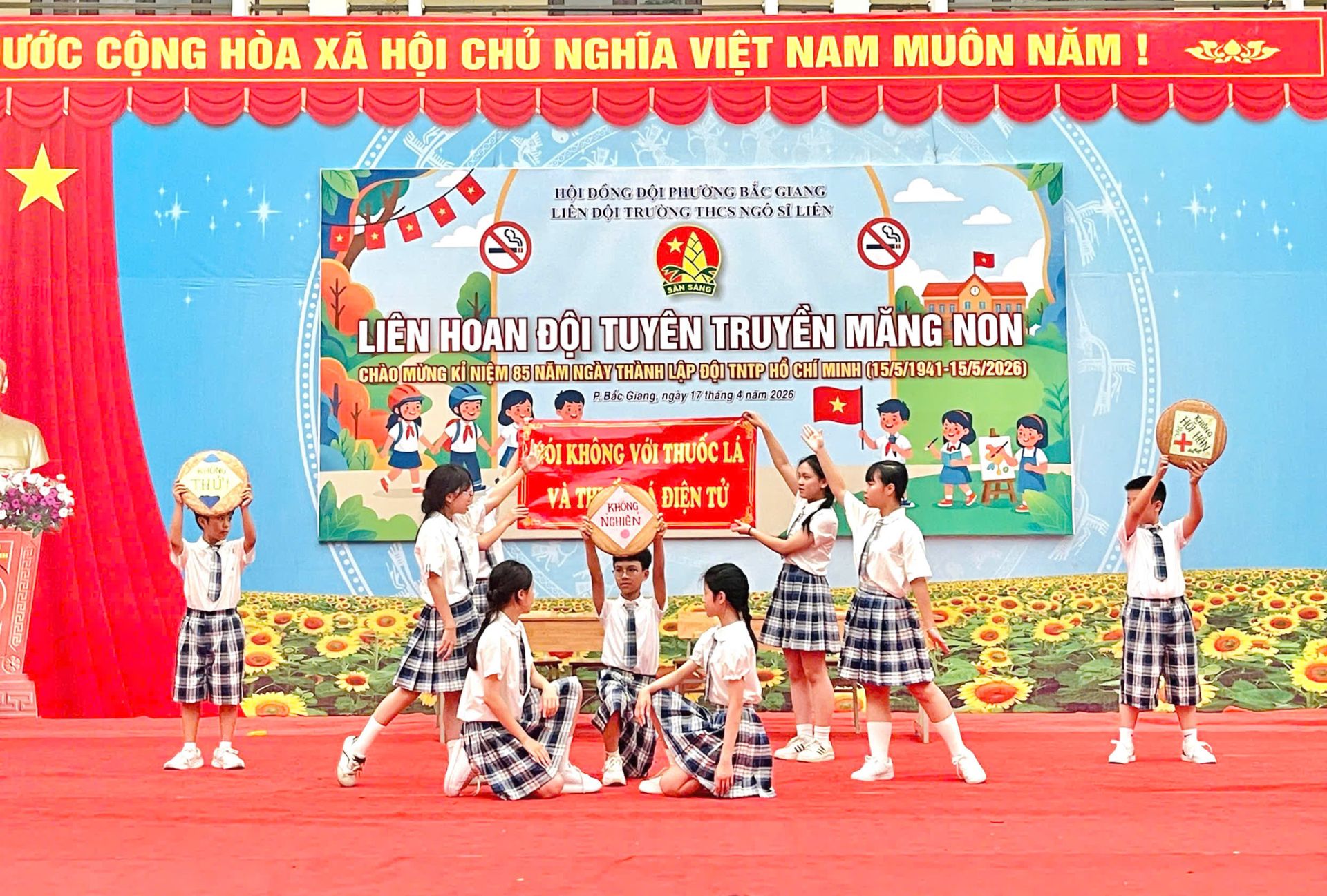 Đội Tuy&ecirc;n truyền Măng non trường THCS Ng&ocirc; Sĩ Li&ecirc;n duy tr&igrave; hoạt động hằng tuần.