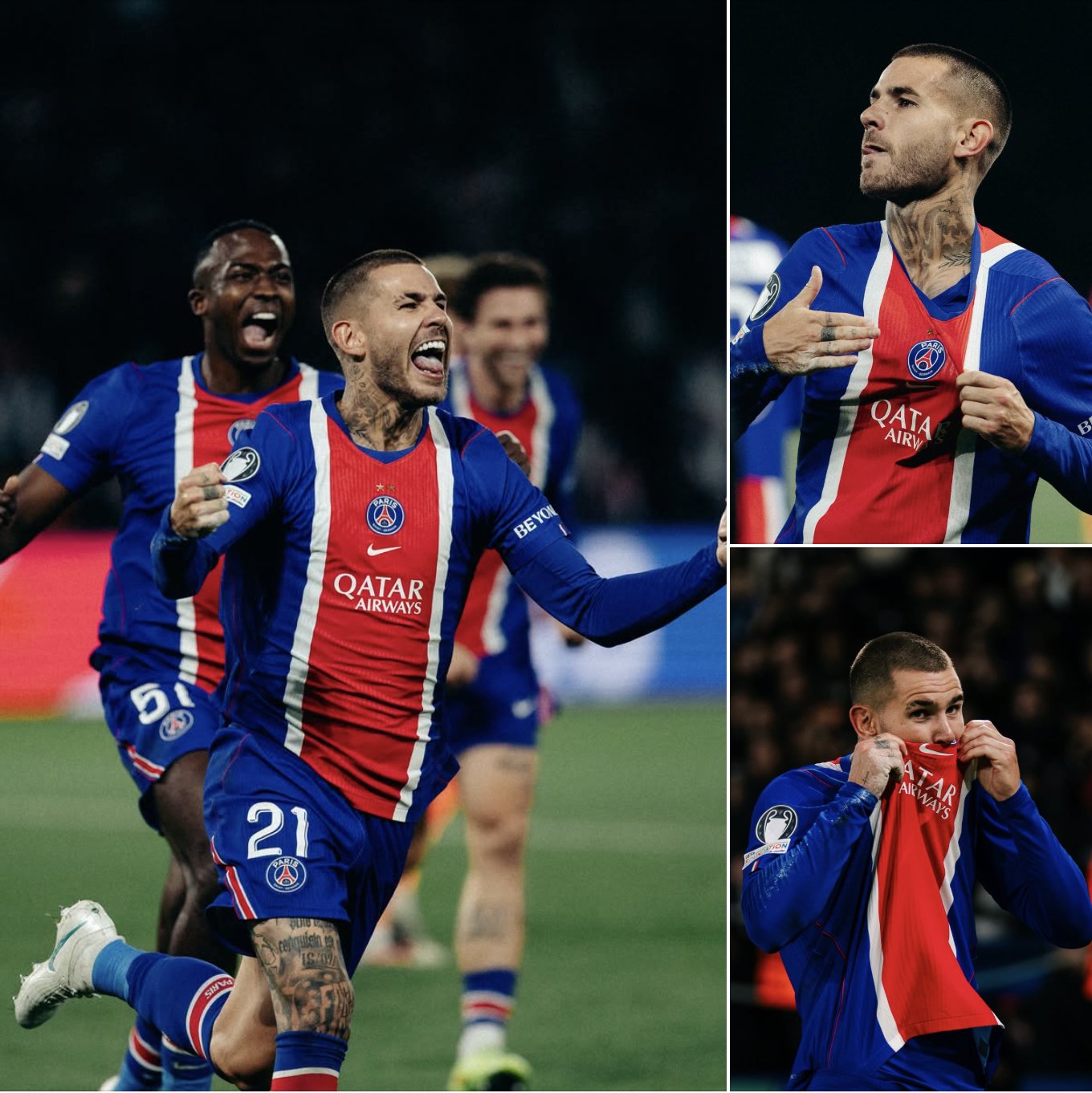 Lucas Hernandez ăn mừng b&agrave;n n&acirc;ng tỷ số l&ecirc;n 2-1 cho PSG.