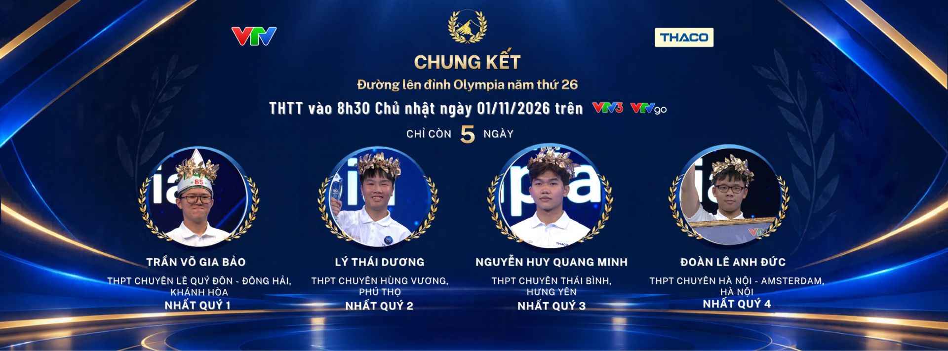 Bốn th&iacute; sinh tham dự Chung kết Đường l&ecirc;n đỉnh Olympia năm thứ 26.